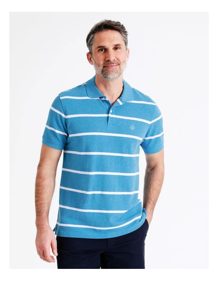 Reserve Hugo Stripe Polo In Turquoise 4 Reserve Hugo Stripe Polo In Turquoise - Image 4