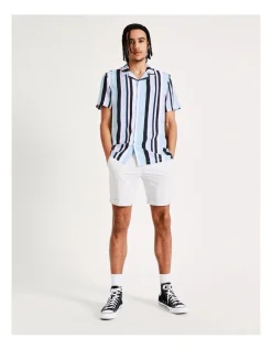 Kenji Lebowski Stripe Short Sleeve Rayon Shirt In Assorted