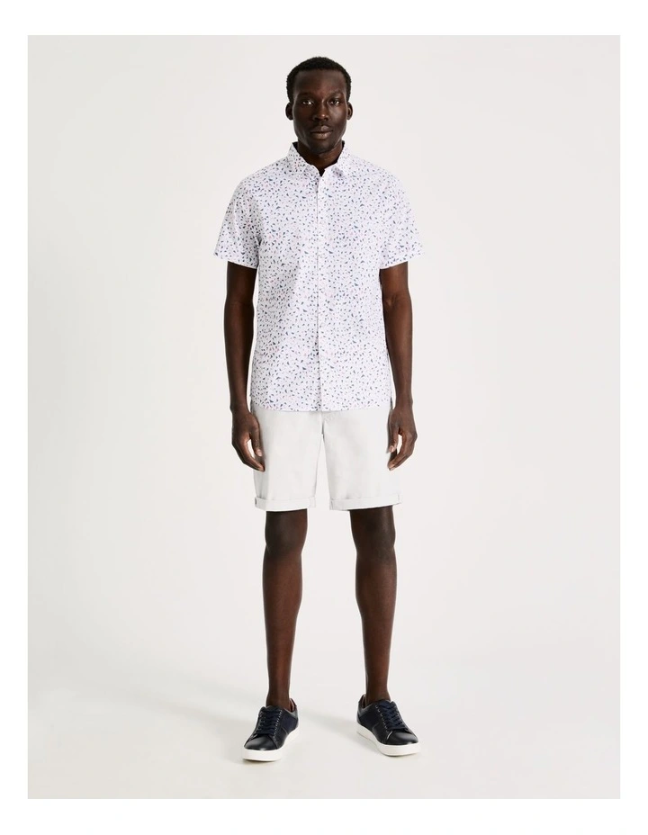 Blaq Gordon Geo Print Short Sleeve Relaxed Shirt In White 3 Blaq Gordon Geo Print Short Sleeve Relaxed Shirt In White - Image 3