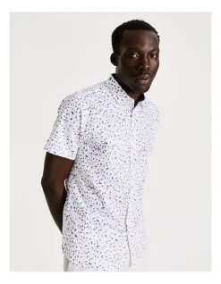 Blaq Gordon Geo Print Short Sleeve Relaxed Shirt In White 11 Blaq Gordon Geo Print Short Sleeve Relaxed Shirt In White -Nena & Pasadena Sales 918593650 7 720x928