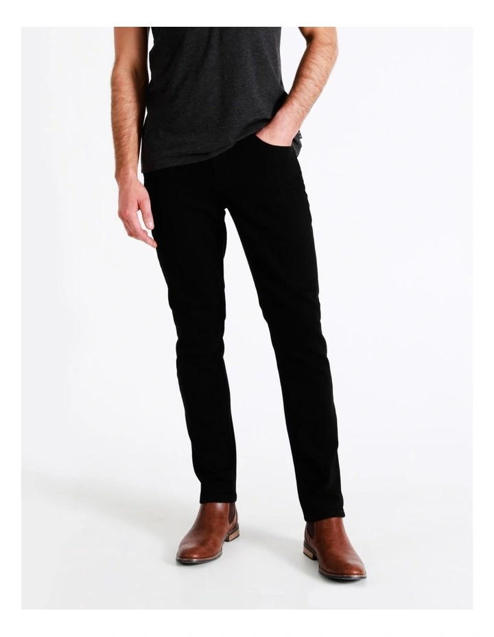 Maddox Kristian Slim Tapered Jean Size 30 Leg Length In Solid Black - Image 2
