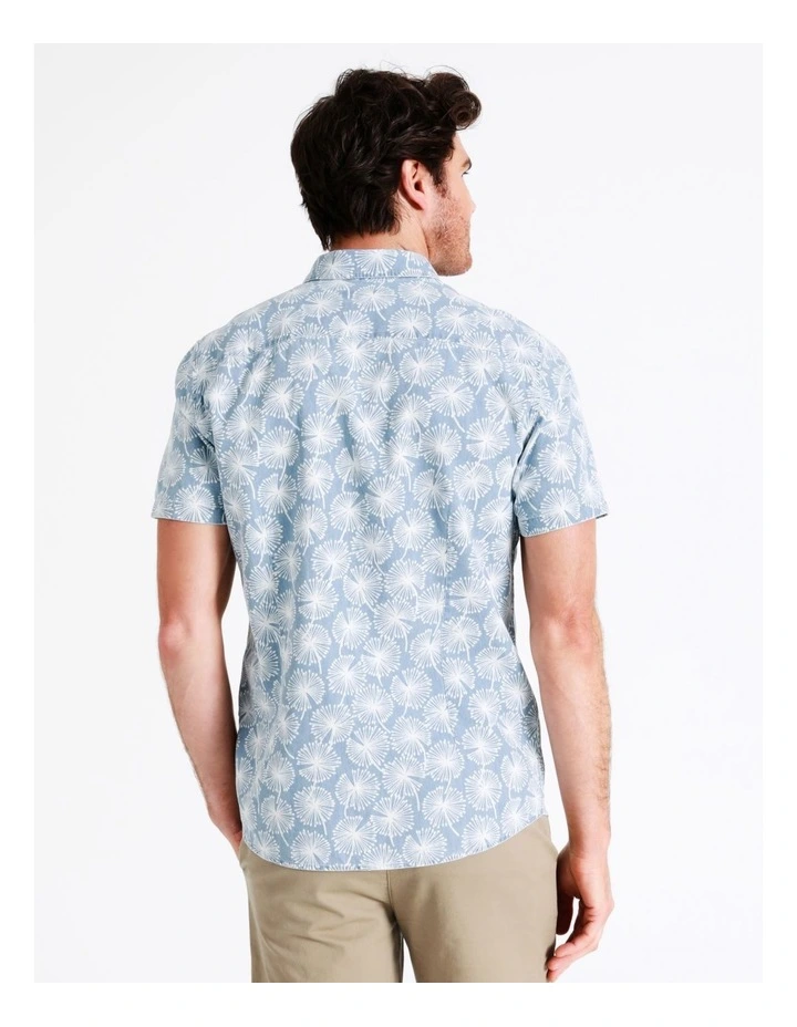 Maddox Woodwork Print Short Sleeve Shirt In Blue - Image 6