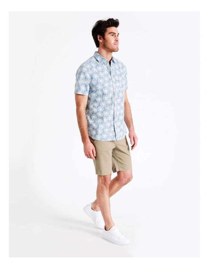 Maddox Woodwork Print Short Sleeve Shirt In Blue - Image 7