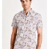 Maddox Fernleigh Ditsy Print Short Sleeve Shirt In White
