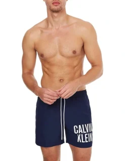 Calvin Klein Intense Power Logo Medium Swimshort In Navy