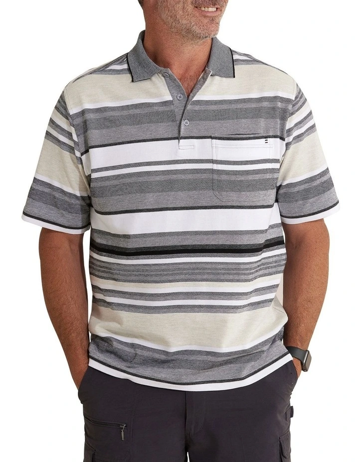 Breakaway Inka Cotton Pique Polo In Grey Marle 1 Breakaway Inka Cotton Pique Polo In Grey Marle
