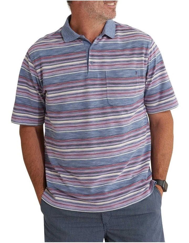 Breakaway Calvi Slub Marle Polo In Steel Blue 1 Breakaway Calvi Slub Marle Polo In Steel Blue