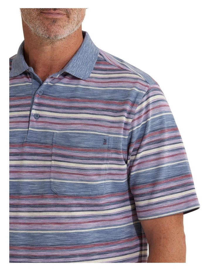 Breakaway Calvi Slub Marle Polo In Steel Blue 4 Breakaway Calvi Slub Marle Polo In Steel Blue - Image 4