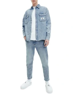 Calvin Klein Jeans Dad Jean In Mid Blue Utility Pocket Label