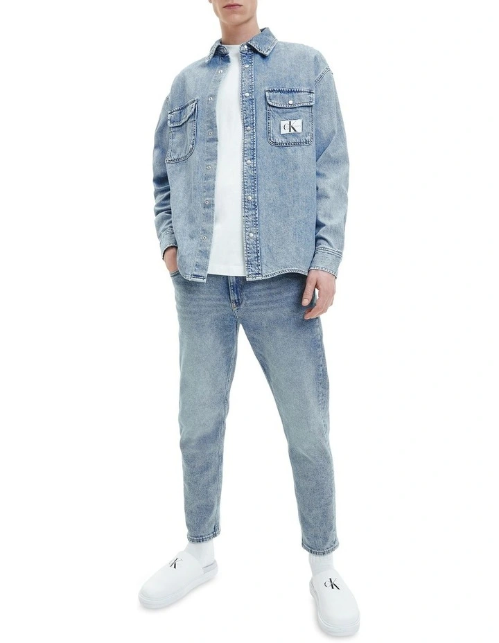 Calvin Klein Jeans Dad Jean In Mid Blue Utility Pocket Label