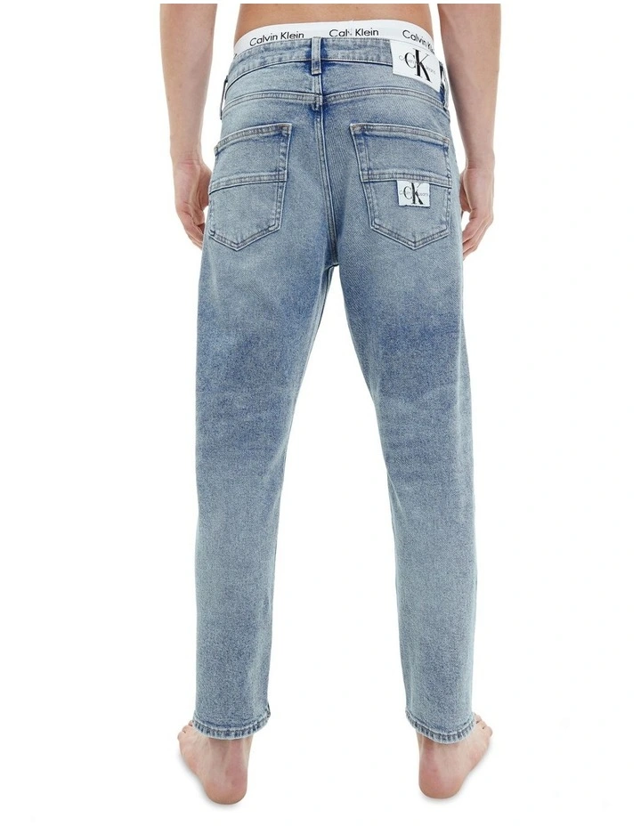 Calvin Klein Jeans Dad Jean In Mid Blue Utility Pocket Label - Image 3