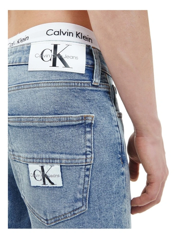 Calvin Klein Jeans Dad Jean In Mid Blue Utility Pocket Label - Image 4