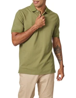 Blazer Carter Textured Short Sleeve Polo In Army Green
