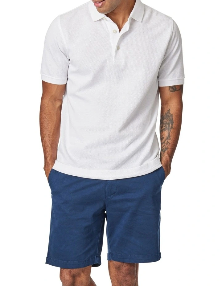 Blazer Carter Textured Short Sleeve Polo In White 1 Blazer Carter Textured Short Sleeve Polo In White