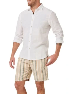 Blazer Collins Long Sleeve Linen Blend Shirt In White