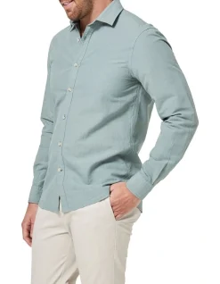 Blazer Collins Long Sleeve Linen Blend Shirt In Sage