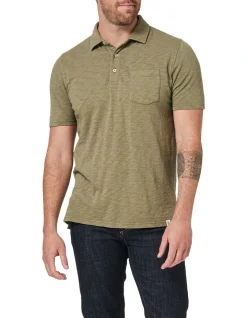 Blazer Hayes Slub Cotton Polo In Olive