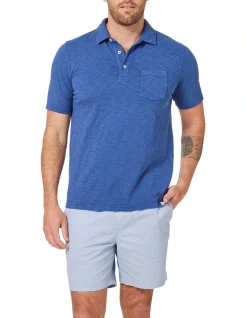 Blazer Hayes Slub Polo In Dark Blue
