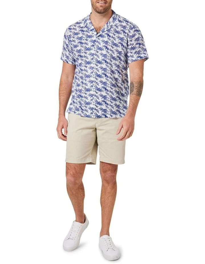 Blazer Arlo Short Sleeve Palm Tree Print Shirt In White/Navy - Image 3