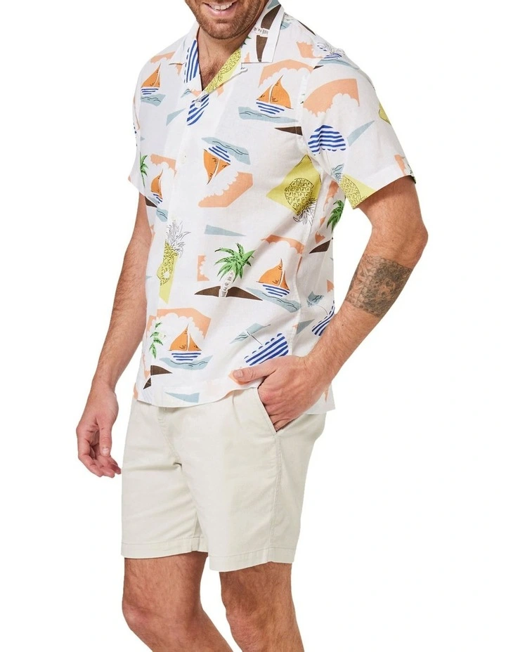 Blazer Harris Short Sleeve Linen Print Shirt In Multi