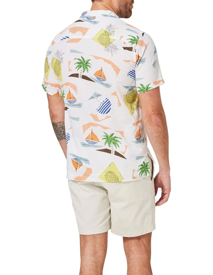 Blazer Harris Short Sleeve Linen Print Shirt In Multi - Image 2