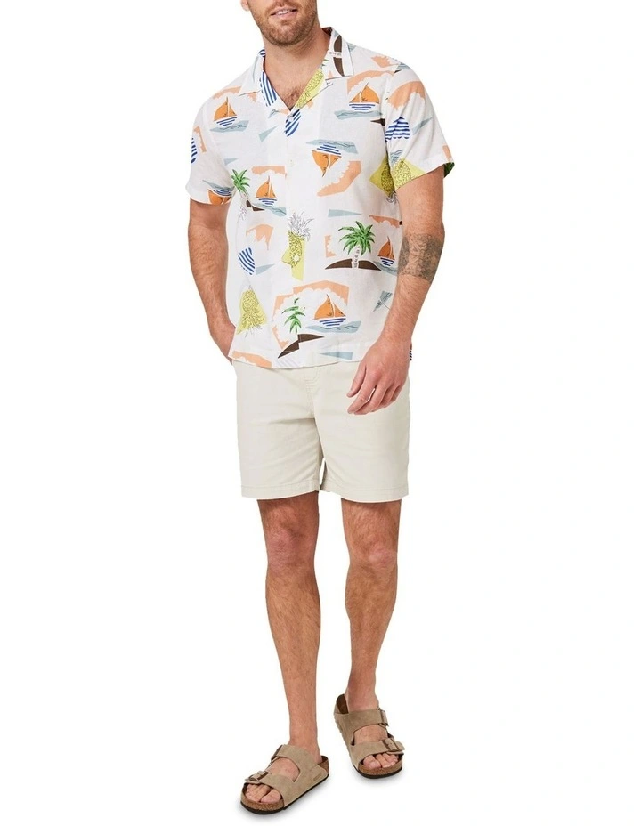 Blazer Harris Short Sleeve Linen Print Shirt In Multi - Image 3