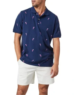 Blazer Cocktail Print Pique Polo Navy