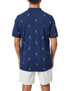 Alternative view of Blazer Cocktail Print Pique Polo Navy