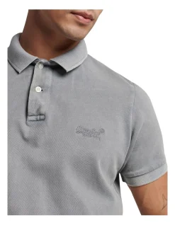 Alternative view of Superdry Vintage Destroyed Polo In Dove Grey