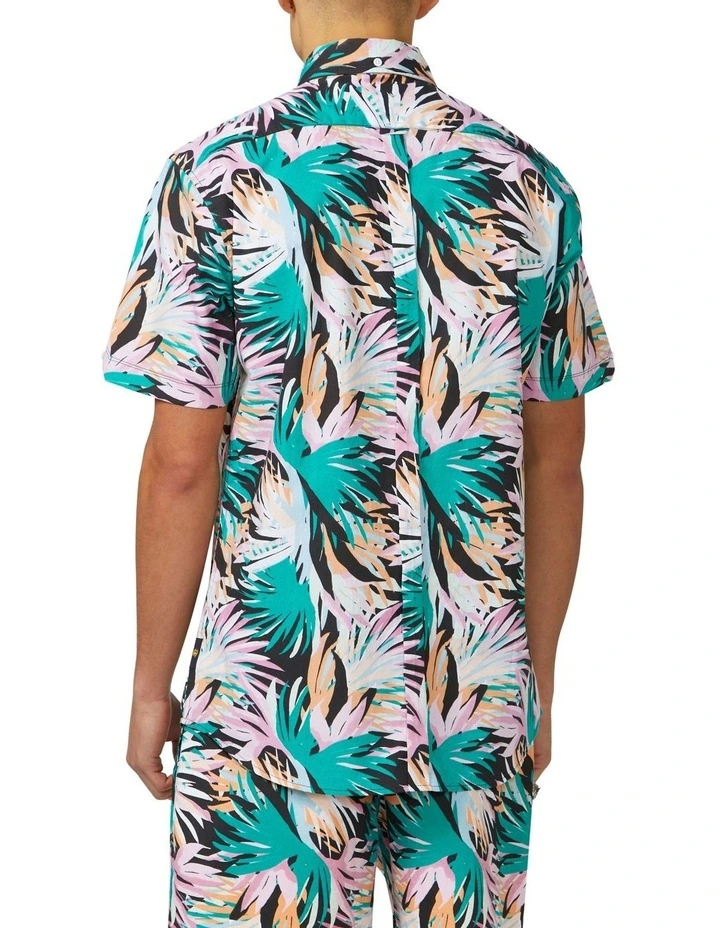 Ben Sherman Summer Foliage Short Sleeve Mod Shirt In Black 2 Ben Sherman Summer Foliage Short Sleeve Mod Shirt In Black - Image 2