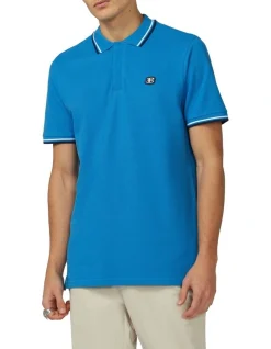 Ben Sherman Placket Interest Polo In Canal Blue