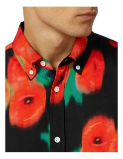 Ben Sherman Blurred Floral Short Sleeve Mod Shirt In Black -Nena & Pasadena Sales 928396180 3 720x928