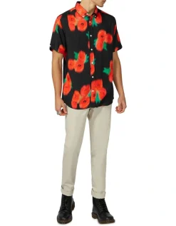 Ben Sherman Blurred Floral Short Sleeve Mod Shirt In Black -Nena & Pasadena Sales 928396180 4 720x928