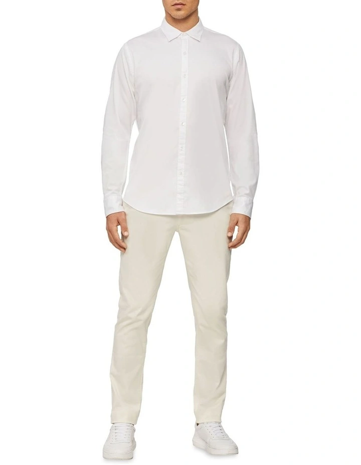 Calvin Klein Nevertuck Long Sleeve Plain Poplin Shirt In White - Image 2