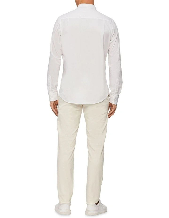 Calvin Klein Nevertuck Long Sleeve Plain Poplin Shirt In White - Image 3