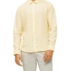 Calvin Klein Nevertuck Long Sleeve Plain Linen Shirt In Ecru