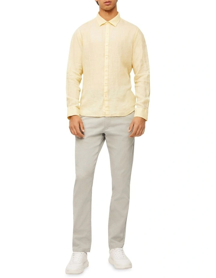 Calvin Klein Nevertuck Long Sleeve Plain Linen Shirt In Ecru - Image 2
