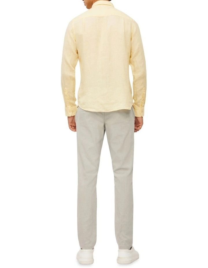 Calvin Klein Nevertuck Long Sleeve Plain Linen Shirt In Ecru - Image 3