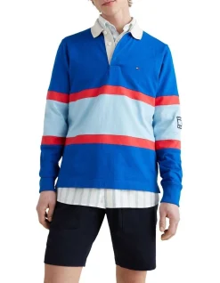 Tommy Hilfiger Blockstripe Rugby In Greek Isle Blue/Multi