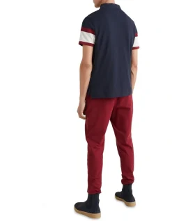 Alternative view of Tommy Hilfiger Rugby Chest Panelling Regular Polo In Desert Sky/Rouge