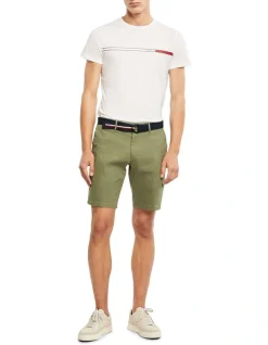 Tommy Hilfiger Brooklyn Short With Belt In Washed Army