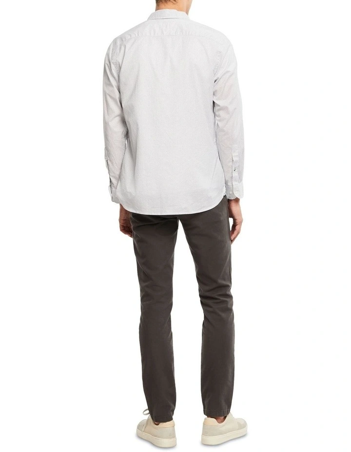Tommy Hilfiger Flex Mini Geo Print Long Sleeve Shirt In White/Navy 2 Tommy Hilfiger Flex Mini Geo Print Long Sleeve Shirt In White/Navy - Image 2