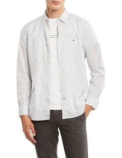 Tommy Hilfiger Flex Mini Geo Print Long Sleeve Shirt In White/Navy 7 Tommy Hilfiger Flex Mini Geo Print Long Sleeve Shirt In White/Navy -Nena & Pasadena Sales 929700280 4 720x928