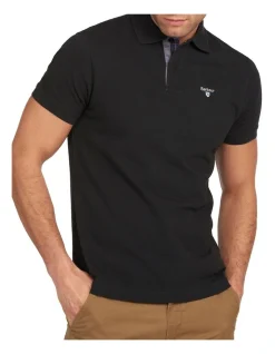 Barbour Tartan Pique Polo In Black