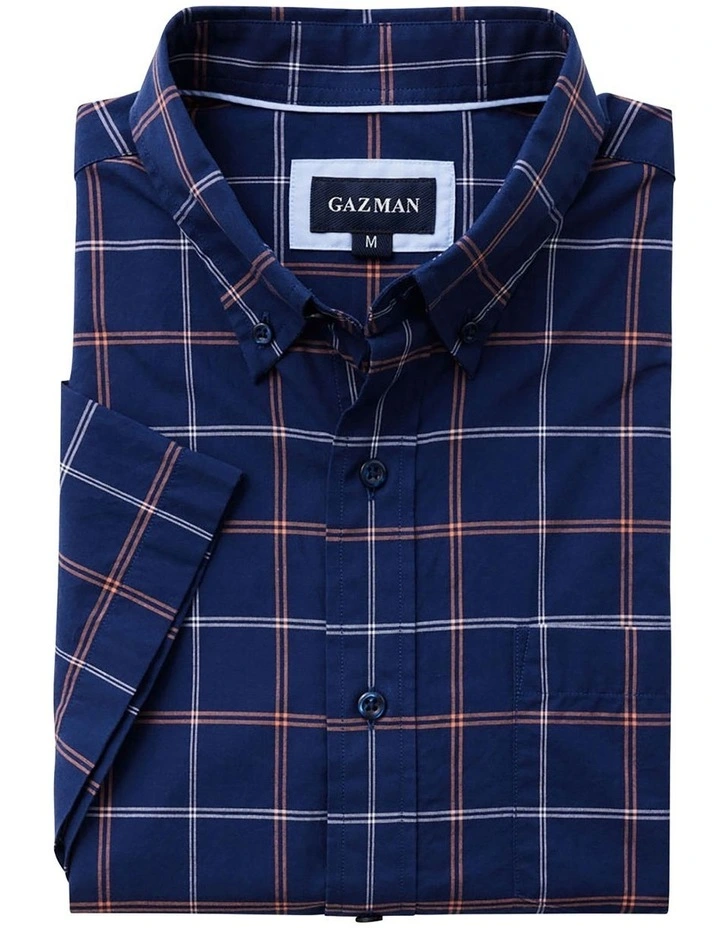 Gazman Casual Madras Check Short Sleeve Shirt In Navy 4 Gazman Casual Madras Check Short Sleeve Shirt In Navy - Image 4