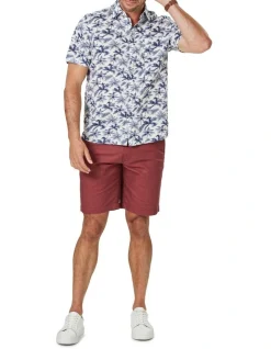 Gazman Linen Blend Palm Print Short Sleeve Shirt In White 7 Gazman Linen Blend Palm Print Short Sleeve Shirt In White -Nena & Pasadena Sales 930764530 3 720x928
