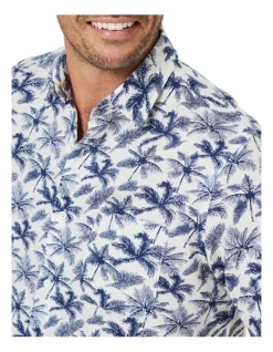 Gazman Linen Blend Palm Print Short Sleeve Shirt In White 8 Gazman Linen Blend Palm Print Short Sleeve Shirt In White -Nena & Pasadena Sales 930764530 4 720x928