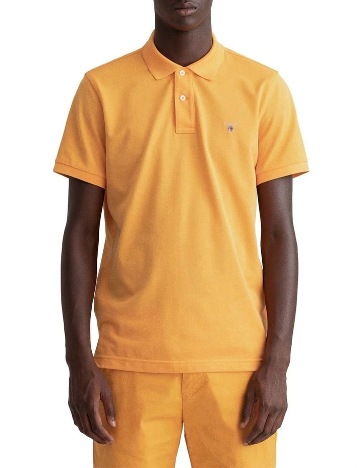Gant Solid Pique Rugger Polo In Dahlia Orange