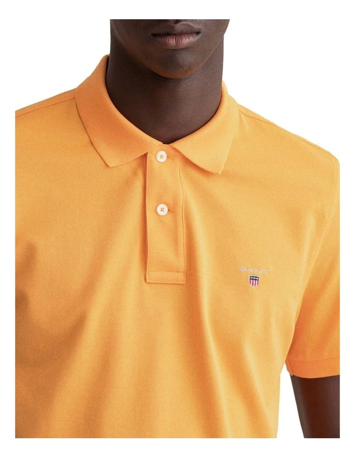 Gant Solid Pique Rugger Polo In Dahlia Orange - Image 3