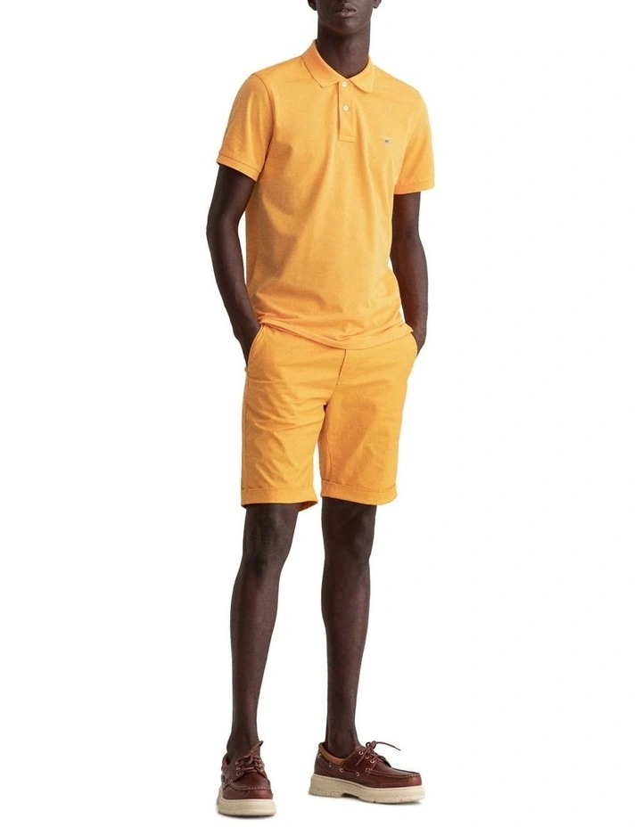 Gant Solid Pique Rugger Polo In Dahlia Orange - Image 4